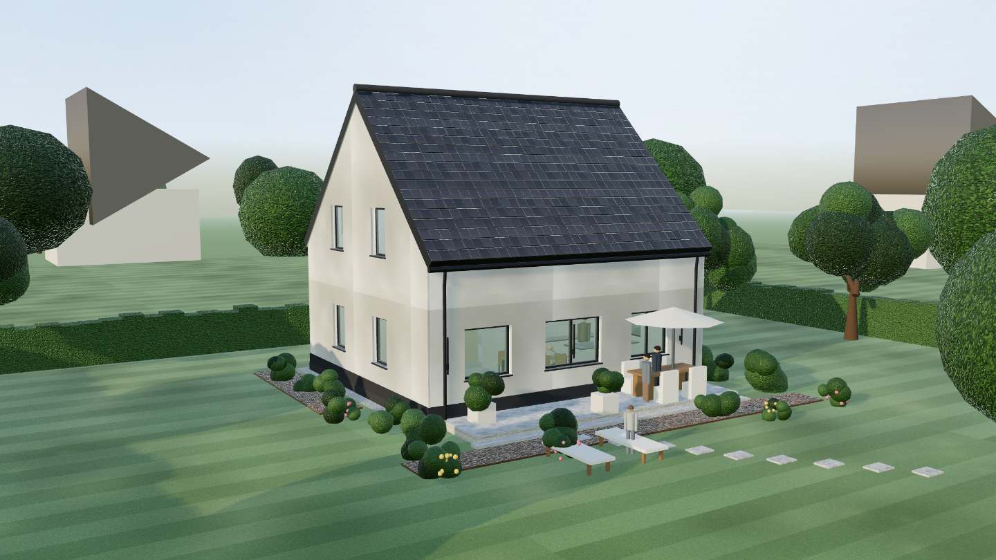 Das Haus als räumliches Modell von Südwesten